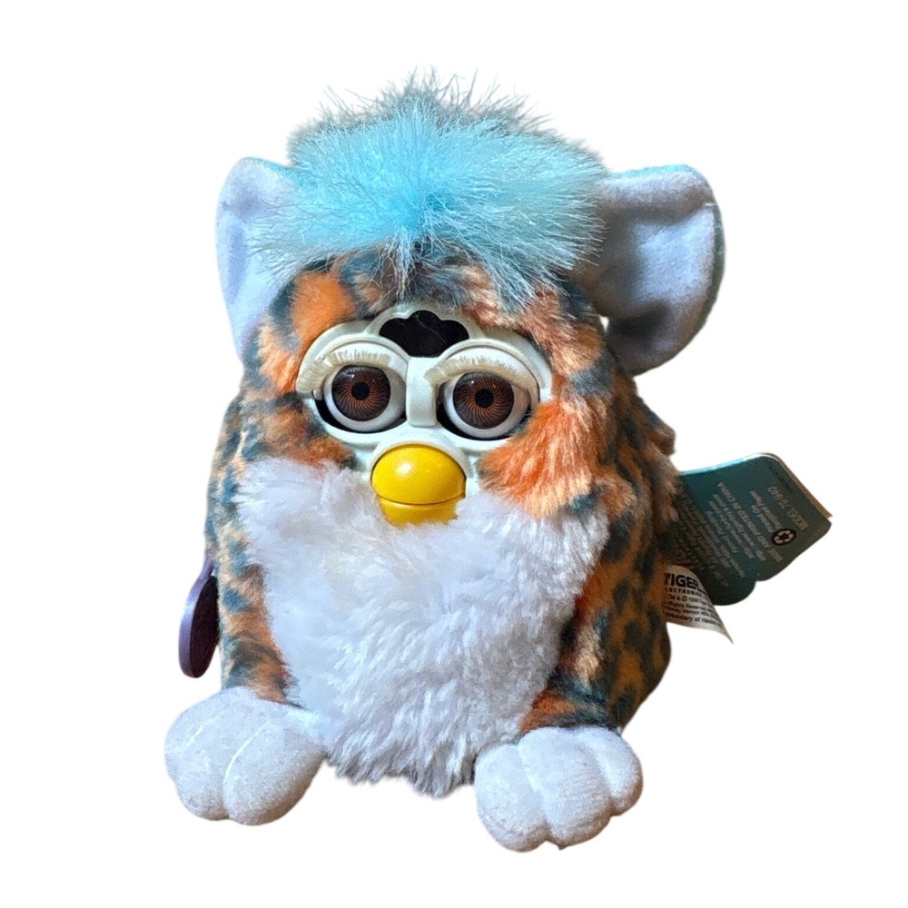 Tiger Furby Babies Vintage 1999 Blue Turtle Leopard Print Orange Blue SIZE Small - Picture 3 of 7